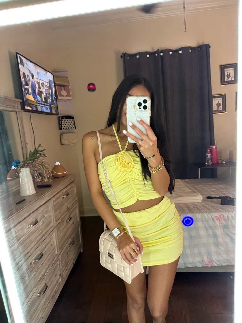 Yellow Mini Skirt Set